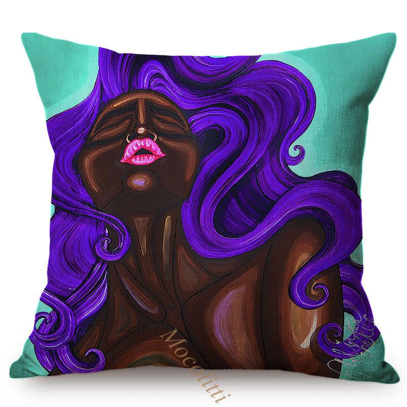 Pop Abstract Africa Woman Pattern Pillow Case, Sexy Oil Painting Art, Sofa Decoration, Cotton Linen Cushion Cover, Fashion