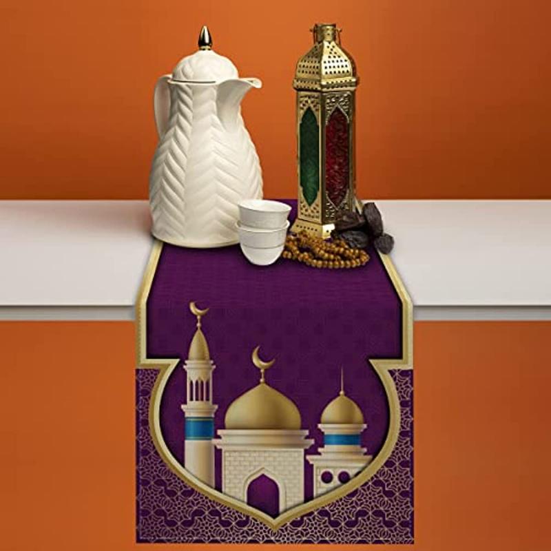 Рамадан Льняная скатерть Ид Мубарак Ифтар Исламская мечеть Скатерть Религиозный фестиваль Ресторан Домашний декор Скатерть