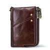 Men's Leather Wallet Short RFID Double Zipper Vertical Fashion Casual Purse