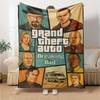 1 шт. Мягкое фланелевое одеяло Grand Theft Auto с дизайнерским принтом. Уютное одеяло для всех сезонов, идеально подходит для дивана, кровати, офиса