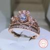 Copper Crown Zircon Ring For Ladies BlingBling Ring Birthday Engagement Wedding Jewelry Gift