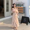 Huge Good-looking Off-the-shoulder Lotus Leaf Sleeve Floral Dress for Women's Summer New Fairy Fluttering Suspender Long Dress