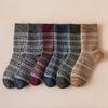 Warm Wool Socks for Men Winter Thermal Thick Crew Socks Vintage Style Retro Pattern Socks for Cold Weather