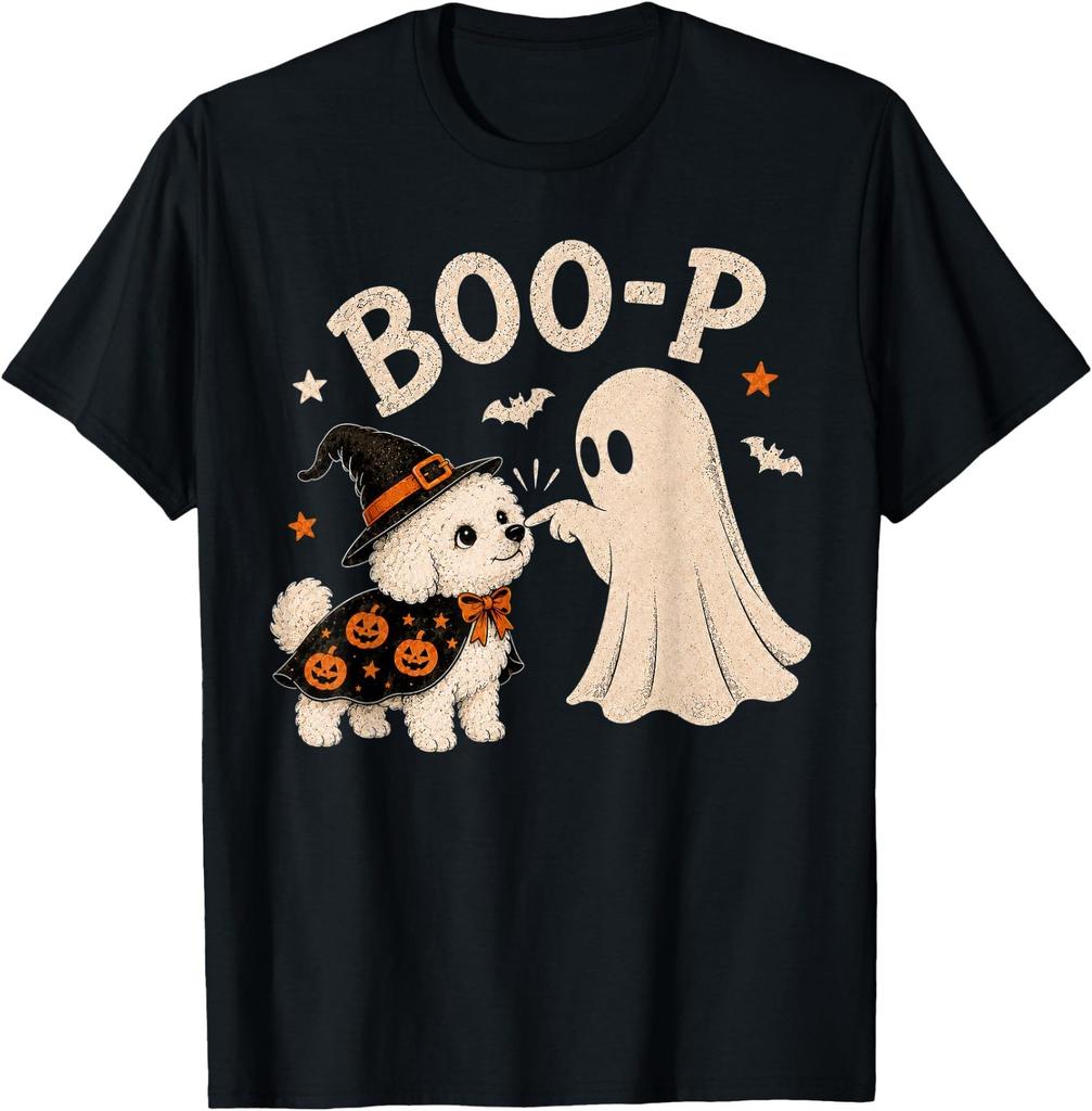 Bichon Frise Boo Boo-p Ghost Nose Boop Halloween Dog Lover T-Shirt