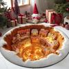 Anti Slip Nursery Carpet 3D Illusion Christmas Rug, Round Xmas Tree Area 24" 47" Cozy Room Decor Santa Claus Snowman Floor Mat for Living Bedroom