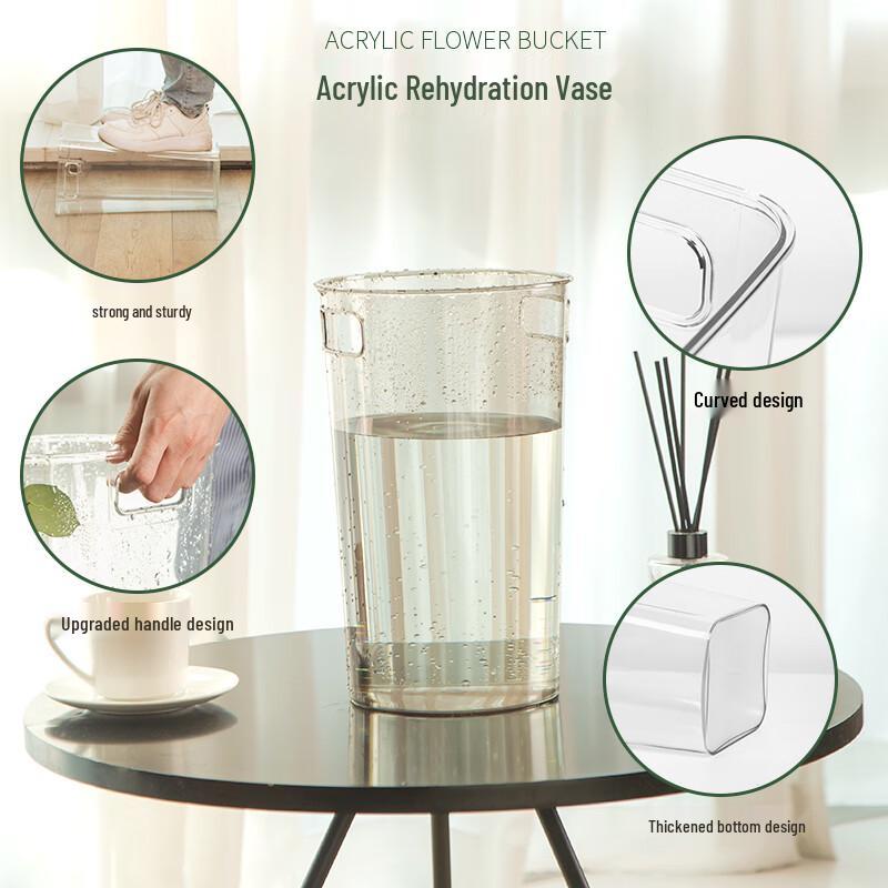 Portable Acrylic Flower Waking Bucket Vase (2-Pack)