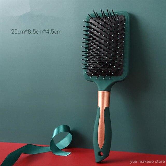 Темно-зеленая щетка для волос, массажная расческа для кожи головы, женская щетка для влажных вьющихся волос, щетка для распутывания волос для салона, парикмахерские инструменты для укладки