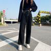 Women's High-Waisted Black Wide-Leg Jeans: Loose-Fit, Slimming, Straight-Leg Style for Spring and Autumn 2020
