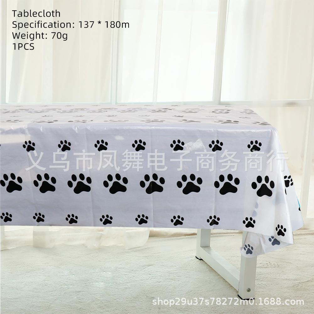 Foreign Trade Black Dog Paw Party Supplies Birthday Disposable Knives, Forks And Spoons Tableware Paper Towels Paper Cups Dinner Plate Pennant