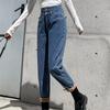Winter New Fashion Vintage Korean Stytle Womens Jeans High Waist Denim Trousers High Street Harajuku Loose Leisure Straight Pant