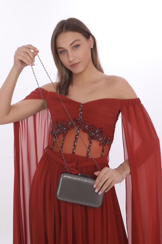 Women's Stylish and Useful Evening Dress Bag Women's Black Skin Matte Evening Dress Portfolio Clutch Bag