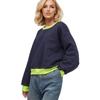 European and American autumn new women's clothing long-sleeved crew neck casual new contrasting colors cross-border simple sports style women's sweate