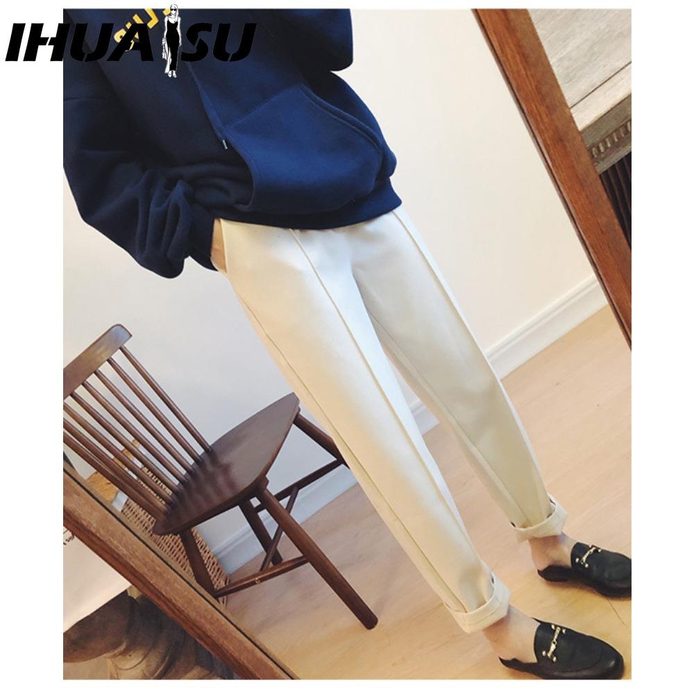 IHUASU Женские модные повседневные однотонные брюки и капри с принтом