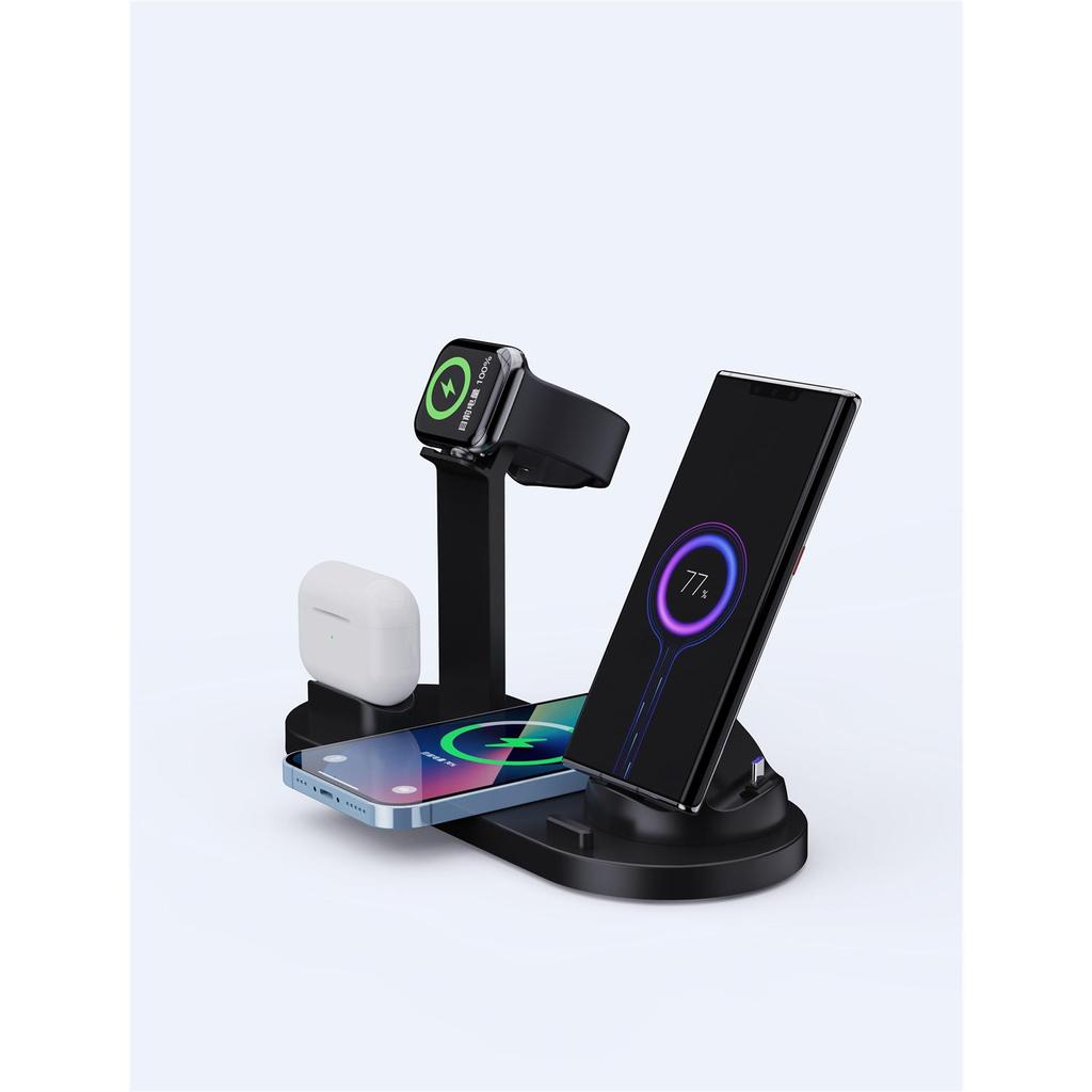 Подставка для быстрого беспроводного зарядного устройства 15 Вт для iPhone 14, 13, 12, 11, 8, Apple Watch, складная зарядная станция 4 в 1 для Airpods Pro iWatch