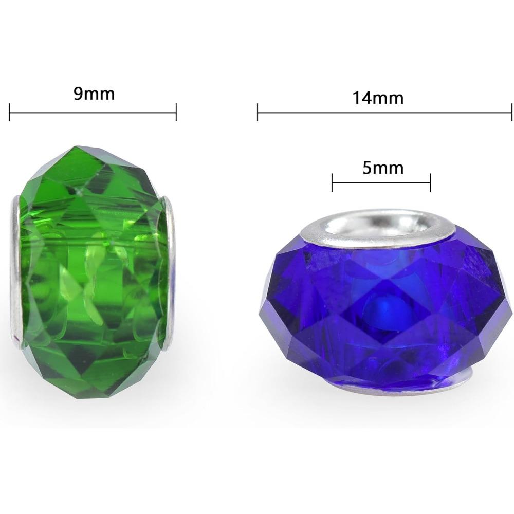 20/50/100 шт. бусины с отверстиями, граненые европейские бусины-разделители, бусины-шармы с посеребренным покрытием