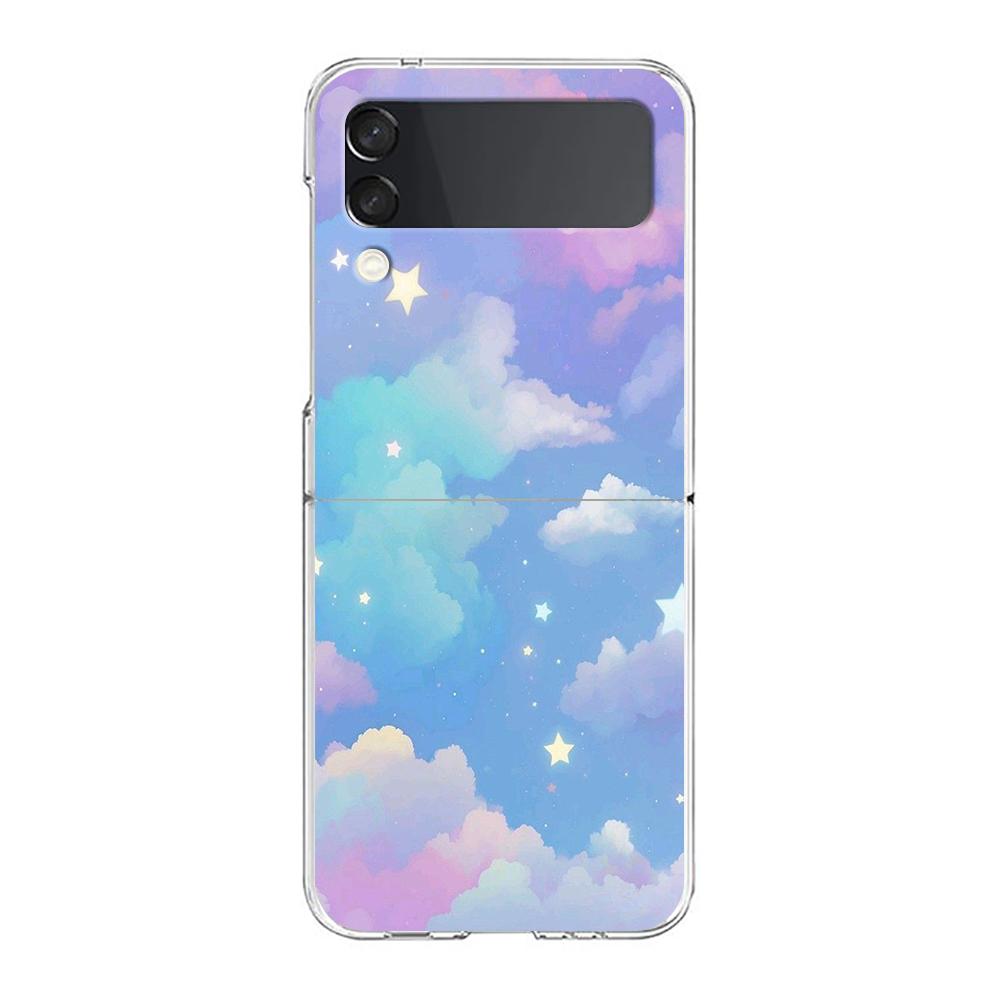 Чехол для телефона с рисунком из плавающей жидкости для Samsung Galaxy Z Flip 3 4 5, Жесткий складной, Прозрачный ПК, Задняя крышка для Samsung Z Flip 6