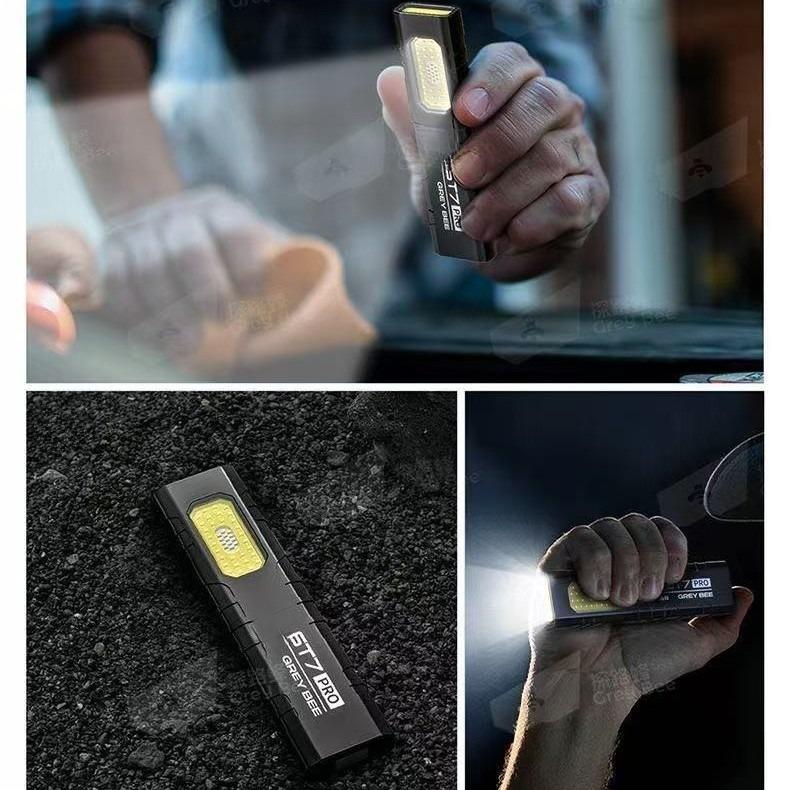 GT7/ST7 Ультратонкий многорежимный карманный светодиодный фонарик, компактный, перезаряжаемый через USB-C, красный/синий стробоскоп для работы, повседневного ношения, путешествий