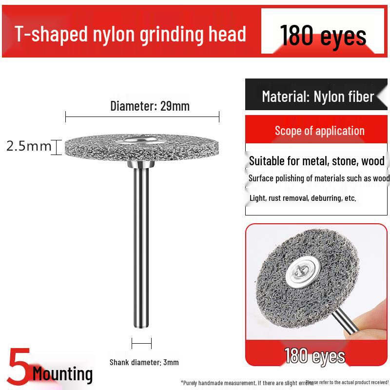 Nylon Polishing & Grinding Cylindrical T-Type Wheel for Metal Rust Removal & Wood Deburring