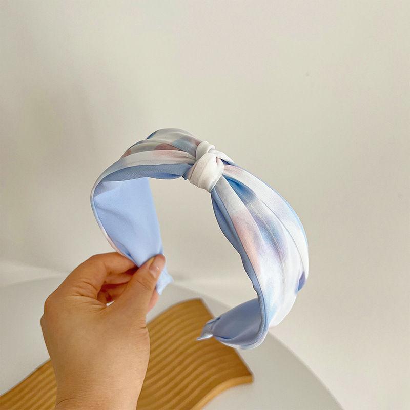 Cross Wide Simple Headdress Satin Chiffon Fabric Knotted Edge Headband Hair Accessories