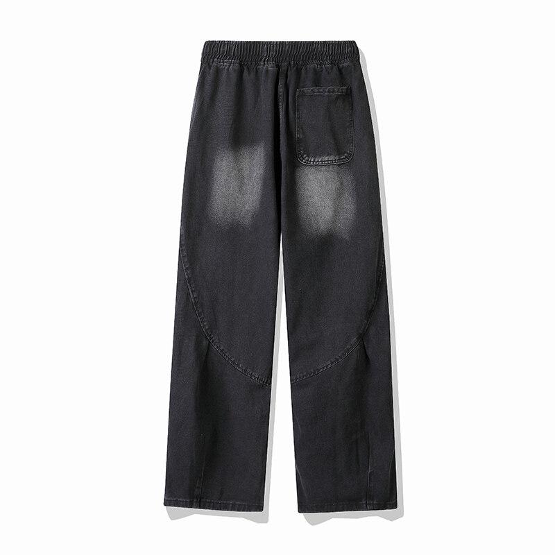 2025 Spring Men Denim Pants Men Jeans Wide Leg Pants Loose Straight Baggy Men Jeans Hip Hop Streetwear Skateboard Denim Trousers