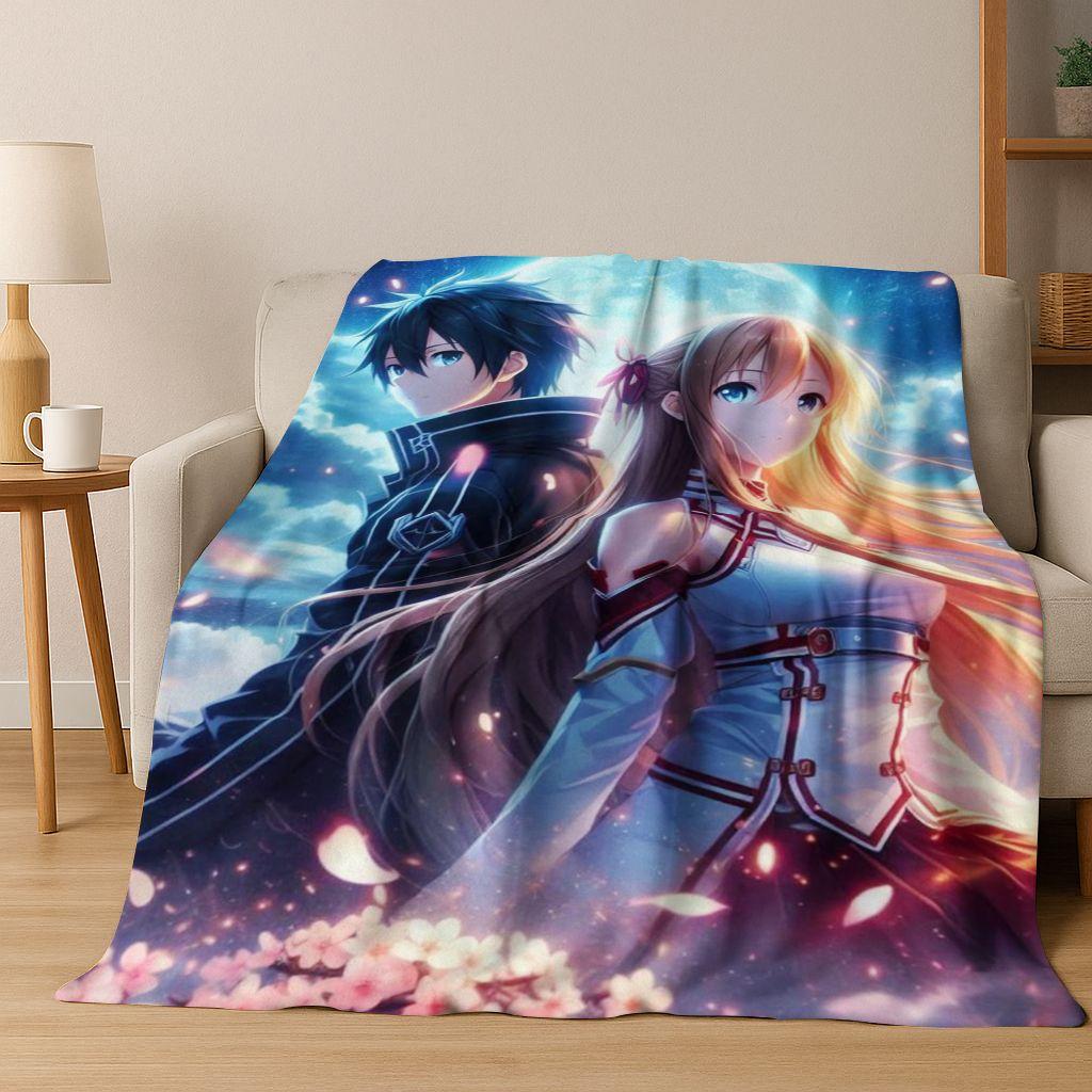 Аниме SAO Sword Art Online Мультяшное 3D Фланелевое Одеяло, Уютное Мягкое Плед для Дома Спальни Кровати Дивана Пикника Покрытие Подарок Детям