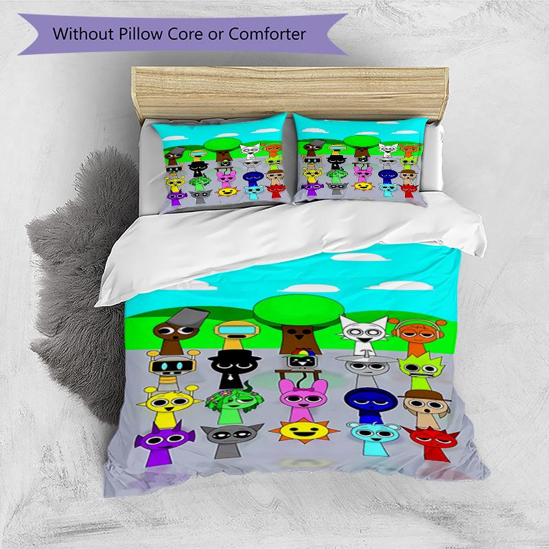 3pcs SPRUNKI8 Design Cover Set - HD Printed Bedding with 1 Cover and 2 Pillowcases - Perfect for Home and Dorm Decor
