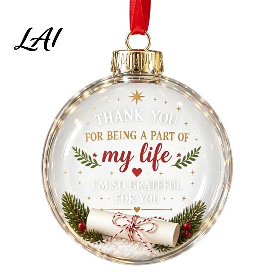 Holiday Party Supplies for Christmas 3D Clear Ball Ornament Message Keepsake Acrylic Indoor Outdoor Xmas Hanging Ornaments Tree Decoration