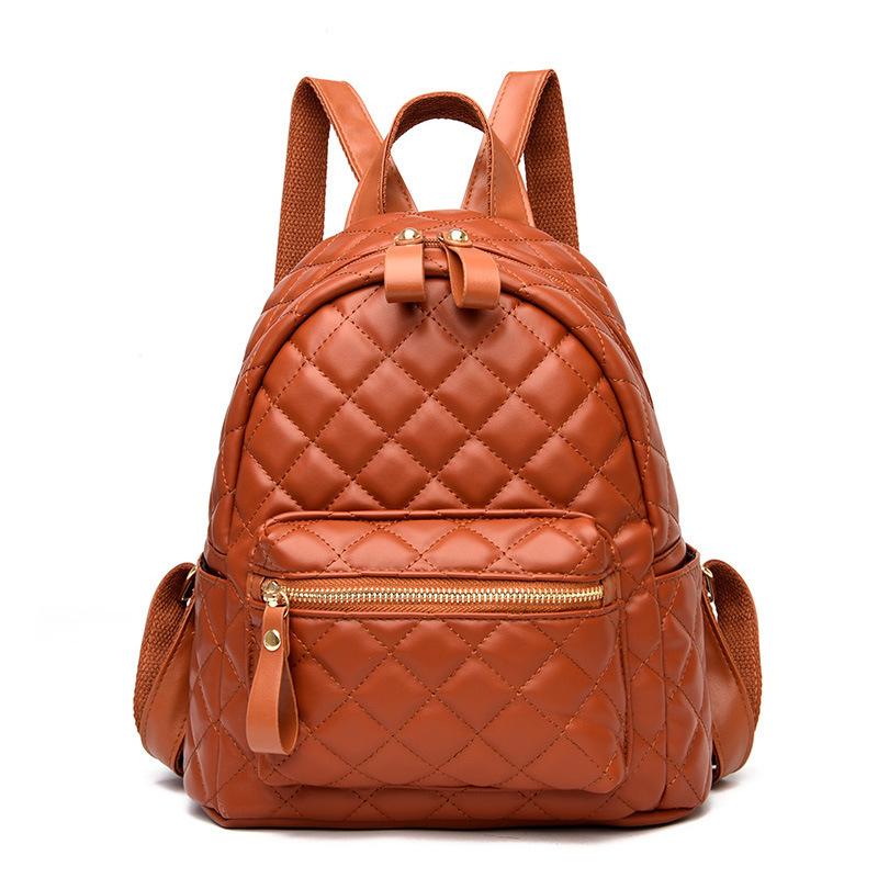 Bag Women's Plaid Backpack Summer New Women's Backpack Ins Trend Embroidery Thread Rhombus Student Backpack