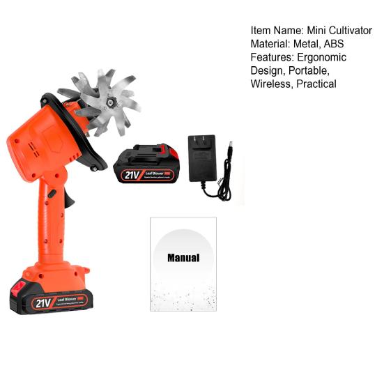 Cordless Mini Tiller Cultivator Sharp Blades High Speed Ergonomic Design Portable Battery Powered Electric Garden Tiller