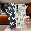 Мягкий противоударный чехол с принтом банта для Samsung S25 S24 FE S23 Ultra S22 A36 A56 A55 A16 A26 A35 из кожи с текстурой ТПУ, тонкий матовый чехол-бампер