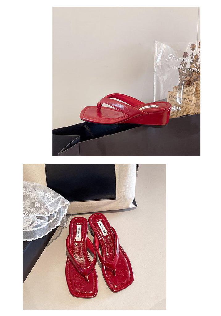 Шлепанцы на танкетке с высоким каблуком в горошек: Модные французские шлепанцы-стринги для женщин для улицы