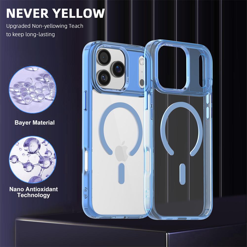 Anti-Yellow Strong Magnetic Case for iPhone 17 Pro Max Air 16 15 14 13 12 11 for Magsafe Shockproof Wireless Charging Cover