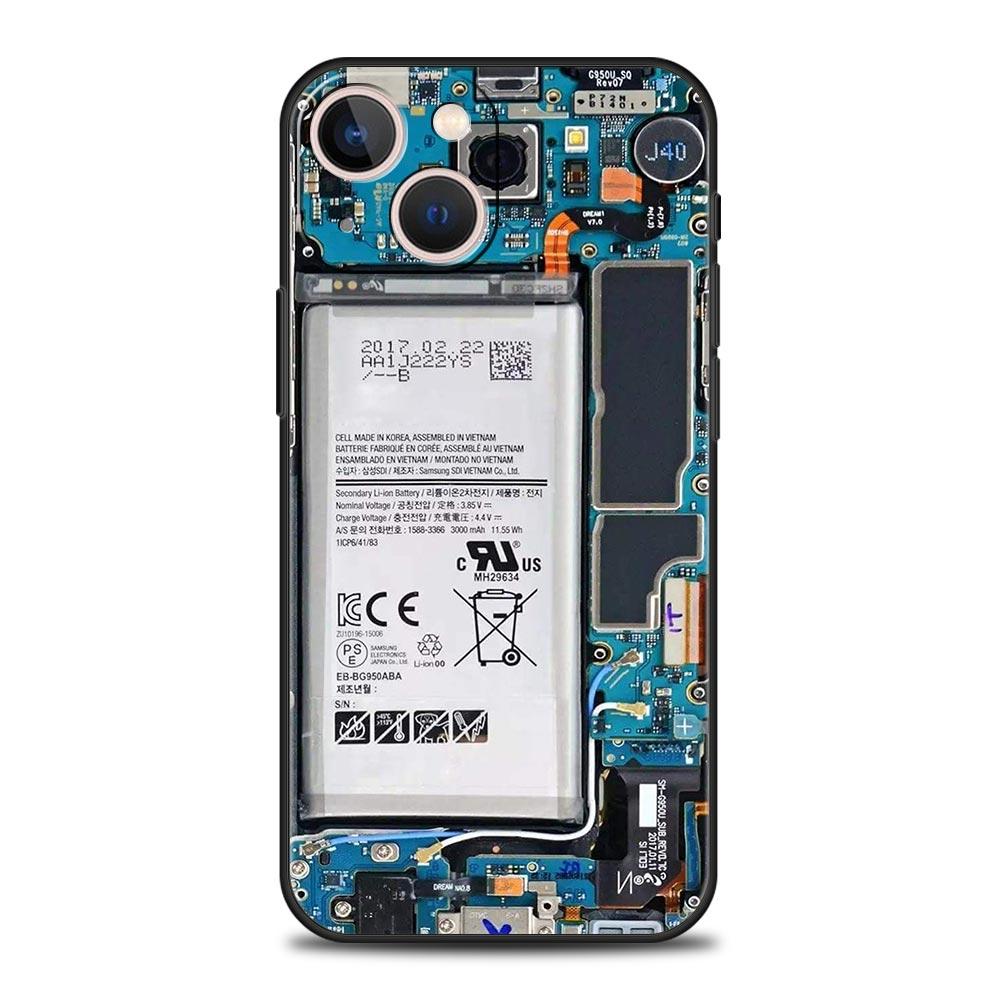 Чехол-накладка с рисунком печатной платы для iPhone 17 16 15 14 13 12 11 Pro Max 17 Air Plus Ударопрочный Мягкий ТПУ Чехол Fundas