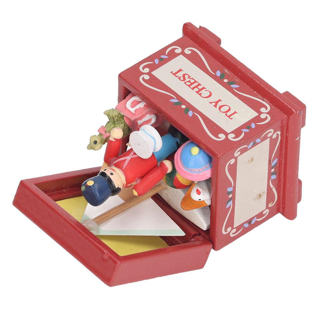 1:12 Miniature Dollhouse Box Tiny Vintage Wooden Dollhouse Chest for Desk Room Decoration