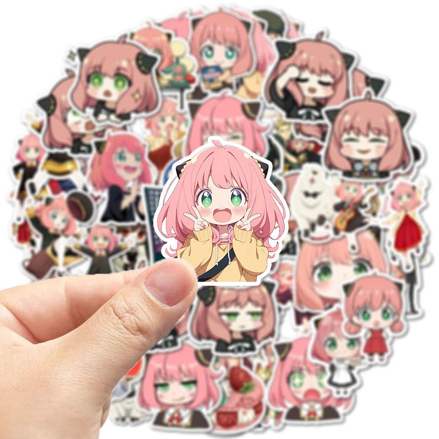 50Pcs Q-version Spy Game House Stickers SPY Anya Anime Japanese Cartoon Decorative Waterproof Mobile Phone Stickers for Children's Toys