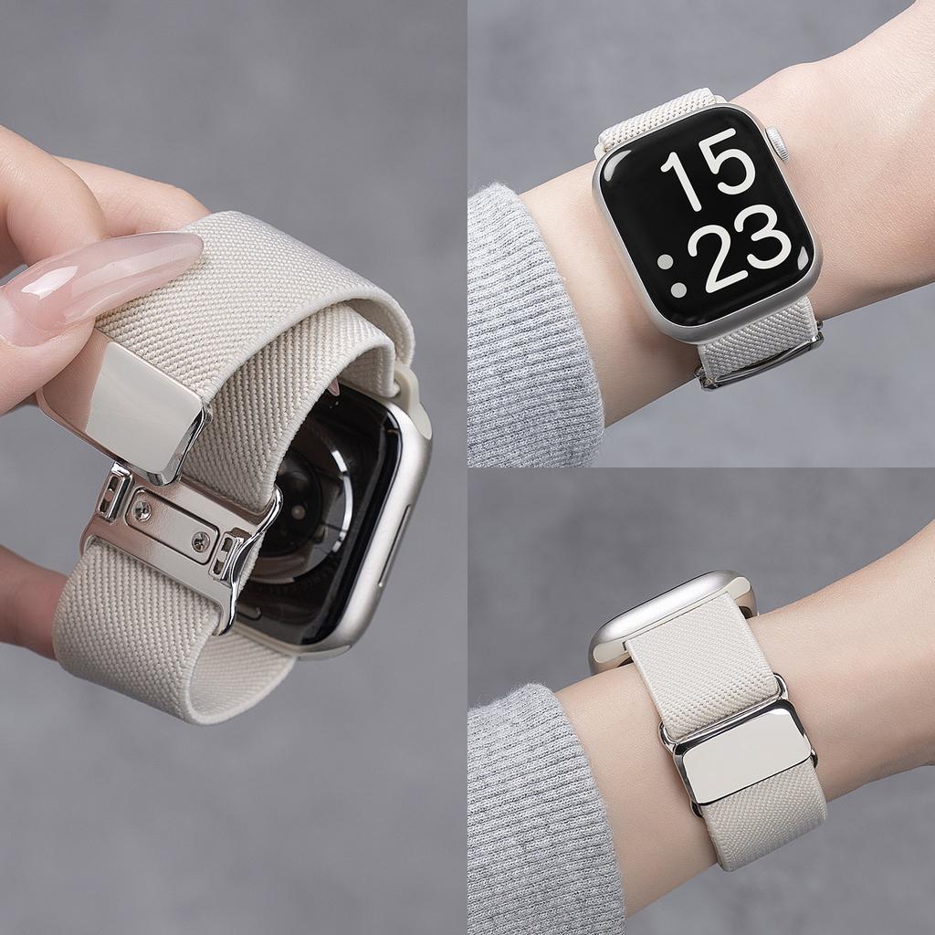 Applicable to Apple S11 strap iwatch9 plain weave nylon braided S10 new 10 magnetic suction S8 sports new year red