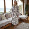 Winter Warm Casual Robes Woman Bathrobe Plush Robe V Neck Long Sleeve Shawl Kimono Warm Bath Robes Coat
