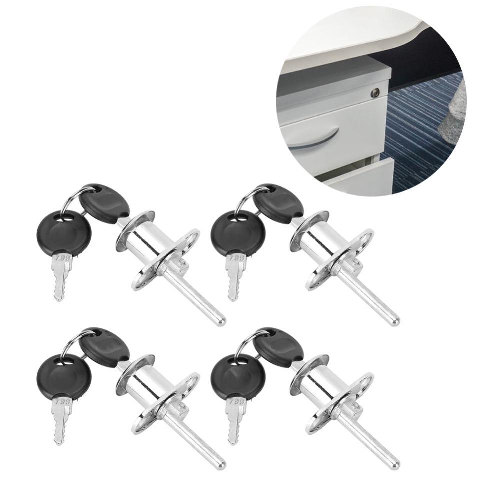 4pcs Security Drawer Lock Silver Cabinet Lock Durable Cam Lock Cabinet