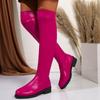 Мода Женская Мода Толстый Каблук Одиночные Сапоги Зима Новые Круглый Носок Рукав Толстая Подошва Противоскользящие Износостойкие Сапоги Выше Колена