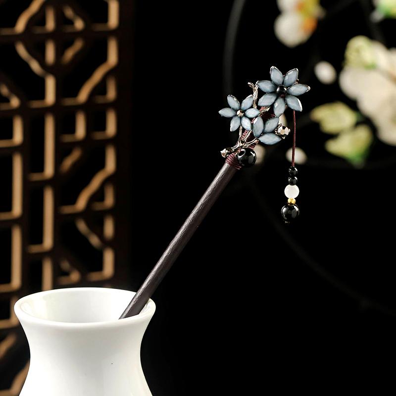 1PC Tassel Elegant Hair Accessories Pretty Ancient Style Classical Flower High-end Hairpin Exquisite Wooden