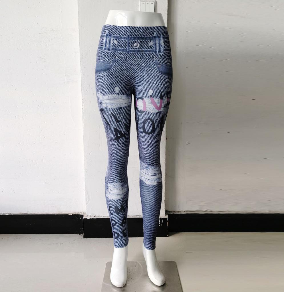 Штаны для йоги женские с принтом джинсовые обтягивающие брюки с высокой посадкой быстросохнущие эластичные спортивные брюки для бега и фитнеса