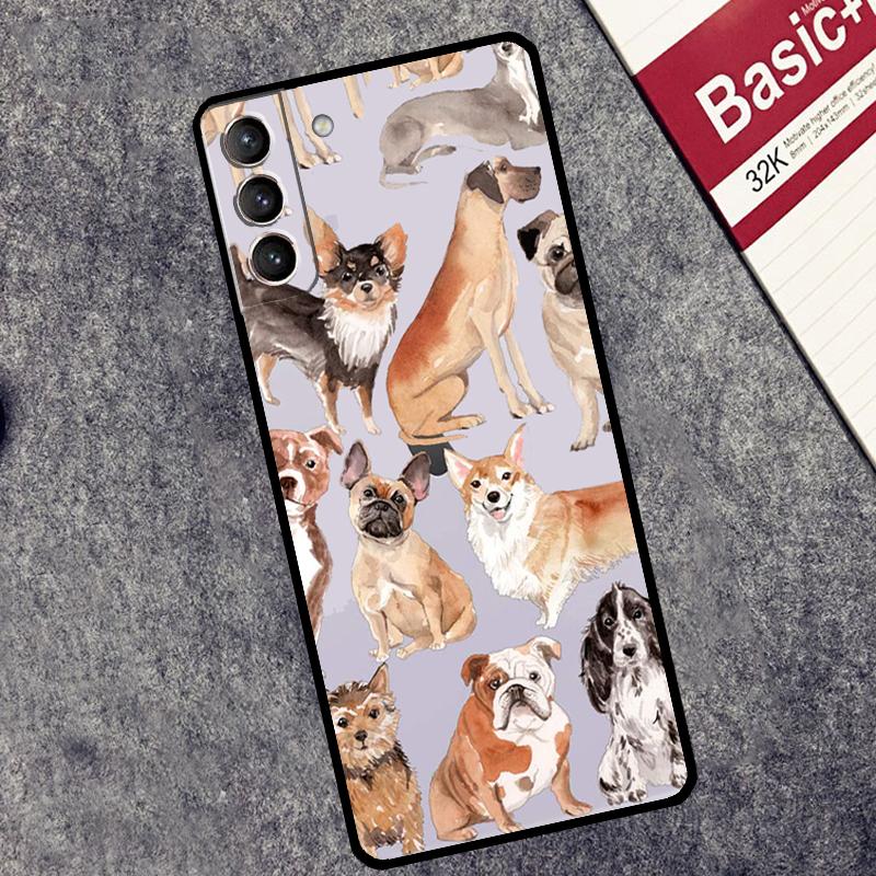 Чехол с рисунком французских бульдогов и биглей для Samsung Galaxy S24 Ultra S23 S22 S20 S21 FE S8 S9 S10 Plus Note 10 20 Ultra