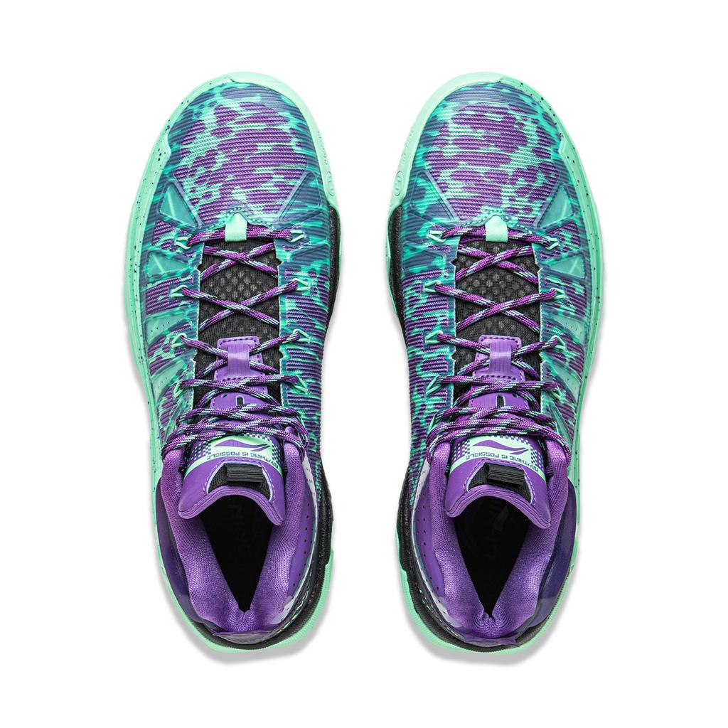 Баскетбольные кроссовки Li Ning Jie Ao 2High Мужские Высокие Нефритово-зеленый/Драконий двор Фиолетовый ABFU047-1