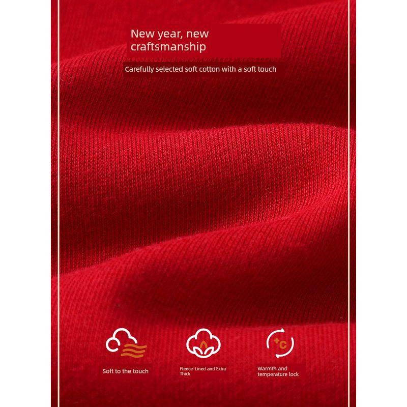 Baby Sweatshirt with Fleece Lining, Warm Top for Boys and Girls, Red, New Thickened Fleece-Lined Children's Base Layer for Autumn and Winter