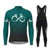 Men Women Cycling Long Sleeve Jersey Set Solid Gradient Minimalist Winter Ride Wear