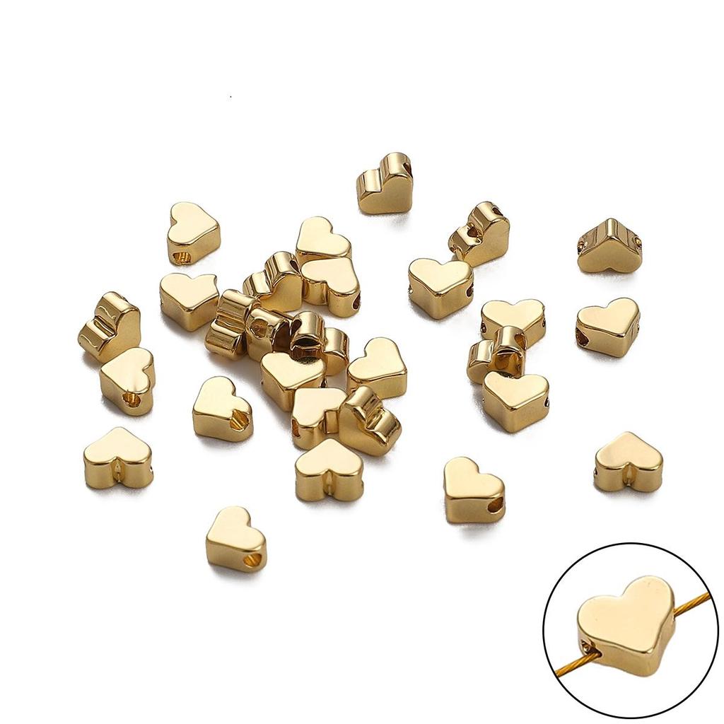 10pcs Copper Heart Beads Charm for Bracelet Earring Necklace DIY Jewelry Making