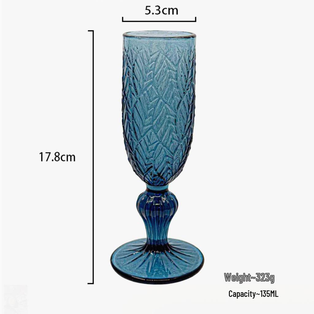 Винтажный Цветной Бокал из Тисненого Стекла – Роскошный Утолщенный Пузырчатый Бокал для Вина