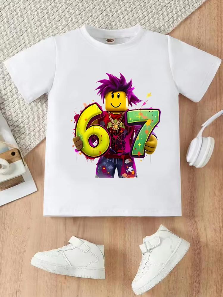 Kids 67 Themed Colorful Print TShirt Soft Cotton Fabric Breathable and Comfortable Ideal for Toddlers and Childrentk0315