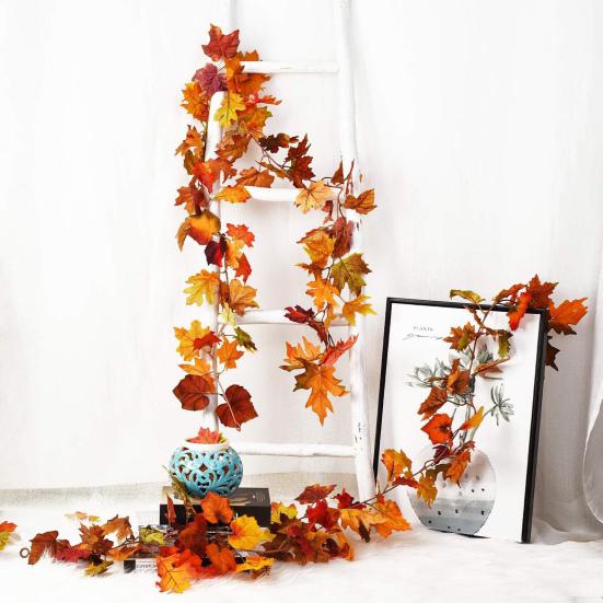6.5Ft Fall Maple Leaf Garland Artificial Autumn Leaf Hanging Vine Decoration Realistic