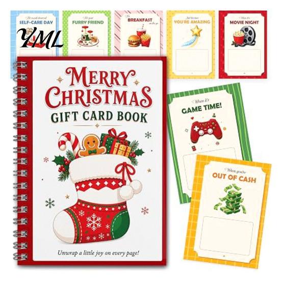 Seasonal Money Gift Folder Holographic Christmas Card Book, 7x5 Spiral Bound Holiday Keepsake Booklet, 10-Page Holder Greeting Bolder DIY for
